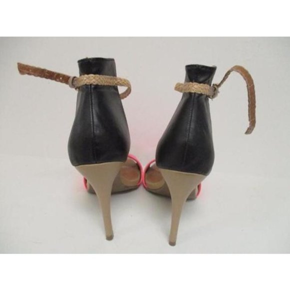 *JustFab Black and Hot Pink Patent Sandals - Picture 4 of 7